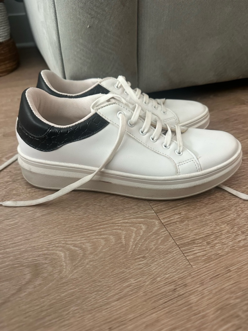 Topshop White Sneakers with Black Detail